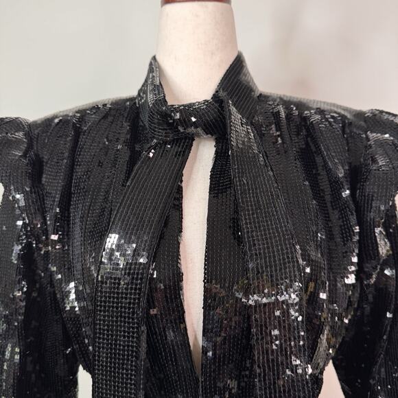 Saint Laurent Ruched Sequin Mini Dress Black Size 40F NWT $5,490 Rare Retro Glam - Picture 2 of 15